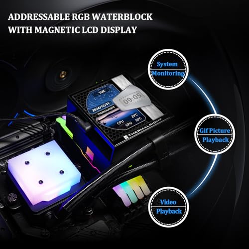 Thermalright Hyper Vision 360 UB ARGB Black CPU AIO Cooler 360mm Radiator  Magnetic Panel IPS LCD Screen with 480x480 Resolution for AM4/AM5;Intel LGA1851/1700 3 95in Screen High Performance Pump