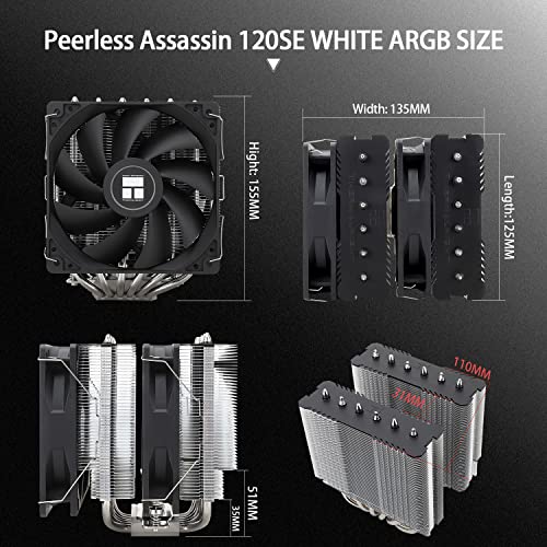 Thermalright Peerless Assassin 120 SE CPU Air Cooler  Dual Tower 6 Heat Pipe  Dual 120mm TL C12C PWM CPU Fan  for AMD AM4/AM5/Intel LGA 1700/1150/1151/1200  AGHP Technology  Aluminium Heatsink Cover