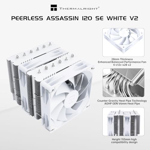 Thermalright Peerless Assassin 120 SE V2 CPU Air Cooler   6 Heat Pipes AGHP GEN 5 0 Technology   1850RPM PWM 120mm Fans  for Intel 1851/1700/115X/1200  AMD AM4/AM5