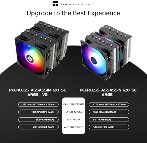 Thermalright Peerless Assassin 120 SE V2 CPU Air Cooler   6 Heat Pipes AGHP GEN 5 0 Technology   1850RPM PWM 120mm Fans  for Intel 1851/1700/115X/1200  AMD AM4/AM5