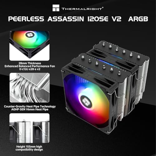 Thermalright Peerless Assassin 120 SE V2 CPU Air Cooler   6 Heat Pipes AGHP GEN 5 0 Technology   1850RPM PWM 120mm Fans  for Intel 1851/1700/115X/1200  AMD AM4/AM5