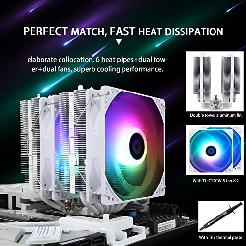 Thermalright Peerless Assassin 120 SE CPU Cooler  6 Heat Pipes AGHP Technology  Dual 120mm PWM Fans  1550RPM Speed  for AMD AM4 AM5/Intel LGA 1700/1150/1151/1200/1851 PC Cooler