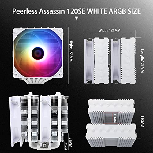 Thermalright Peerless Assassin 120 SE CPU Cooler  6 Heat Pipes AGHP Technology  Dual 120mm PWM Fans  1550RPM Speed  for AMD AM4 AM5/Intel LGA 1700/1150/1151/1200/1851 PC Cooler