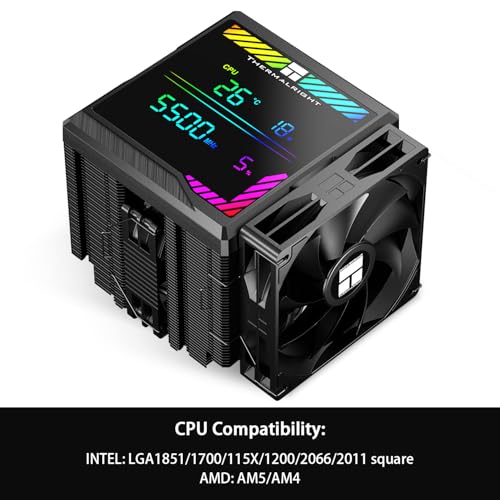 Thermalright Peerless Assassin 140 Digital Black CPU Cooler Air with 6 Heatpipes  Magnetic Display Board Top Cover Heatsink CPU Cooler  for AM4/AM5 and Intel lga1700/1851/1150/1151/1200/2011