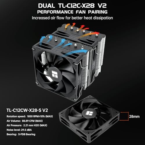 Thermalright Peerless Assassin 120 SE V2 CPU Cooler  TL C12C 120mm Fans  1850RPM  6 Heat Pipes  for AMD AM4/AM5 & Intel LGA 1700/1851