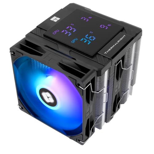 Thermalright Peerless Assassin 120 Digital ARGB Black CPU Cooler  Dual Towers and Dual Fans Cooling  CPU Air Cooler  Digital Display Top Cover 1850RPM 10   for AM4/AM5 Intel LGA1851/1700  5V ARGB LED
