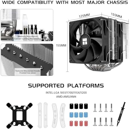 Thermalright Peerless Assassin 120 SE V2 CPU Cooler  Dual Tower  6 Heat Pipes  Dual 120mm PWM Fans  1850RPM  for AMD AM4/AM5 and Intel LGA1851/1700