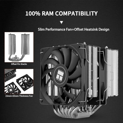 Thermalright Royal Knight 120 SE CPU Air Cooler 6 Heat Pipes Dual Towers Cooler with Dual PWM Fans 1500RPM Speed Desktop Cooler for Intel 1700/1851/115X/1200 AMD AM4/AM5