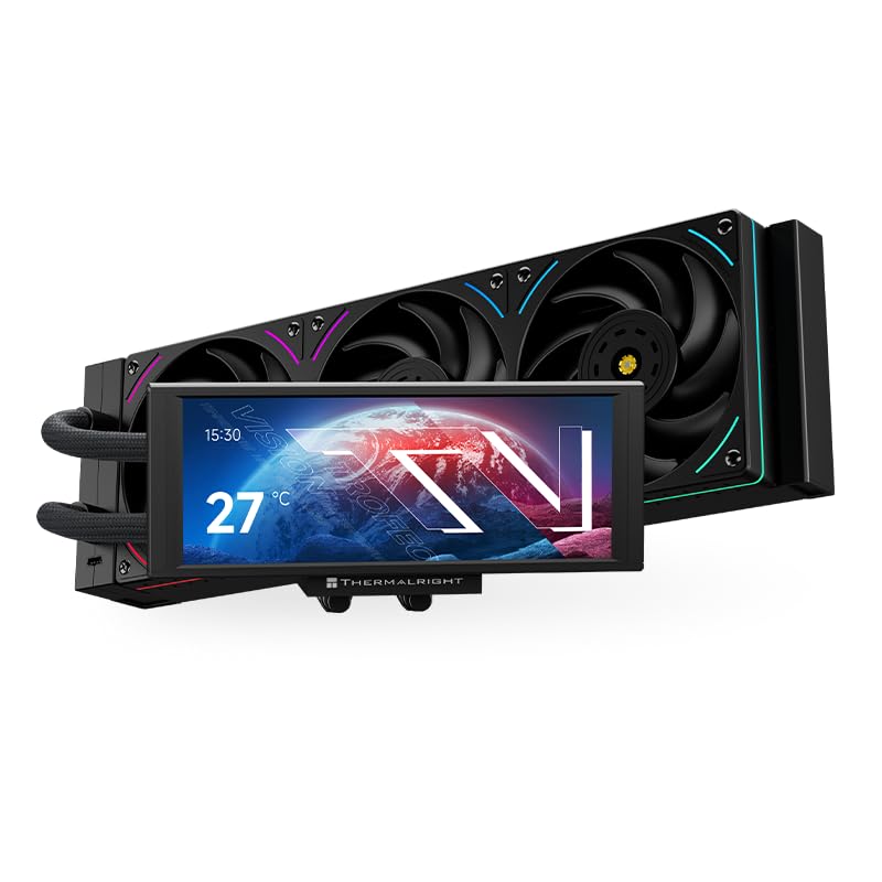 Thermalright Trofeo Vision 360 ARGB Black CPU Liqud Cooler 6 86 inch Magnetic IPS LCD Screen with 2400x1080 Resolution Free to DIY a Variety of Themes Liquid CPU Cooler for AM4/AM5 Intel lga1700/1851