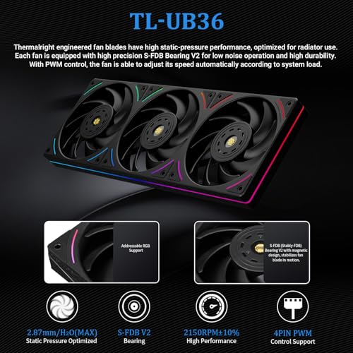 Thermalright Trofeo Vision 360 ARGB Black CPU Liqud Cooler 6 86 inch Magnetic IPS LCD Screen with 2400x1080 Resolution Free to DIY a Variety of Themes Liquid CPU Cooler for AM4/AM5 Intel lga1700/1851