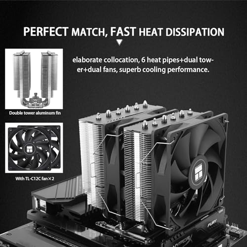Thermalrlght Peerless Assassin 120 SE CPU Air Cooler  6 Heat Pipes  Dual 120mm TL C12C PWM Fans  Aluminum Heatsink Cover  AGHP Technology  for AMD AM4 AM5/Intel LGA 1700/1150/1151/1200/1851 PA120SE 