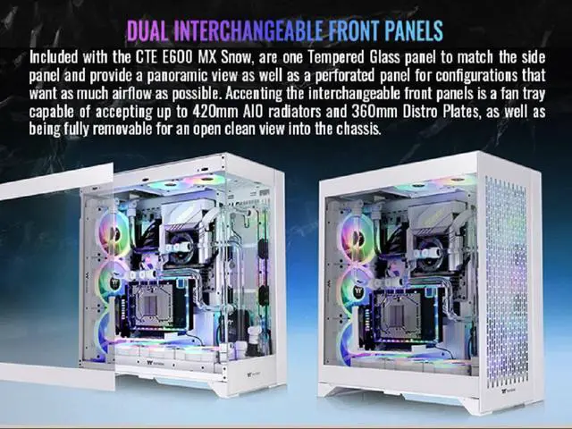 Thermaltake CTE E600 MX Snow Mid Tower E ATX Case with Centralized Thermal Efficiency Design;  3Way Floating GPU Mounting Bracket/ 400mm PCIe4 Riser Cable are all Included; CA 1Y3 00M6WN 00