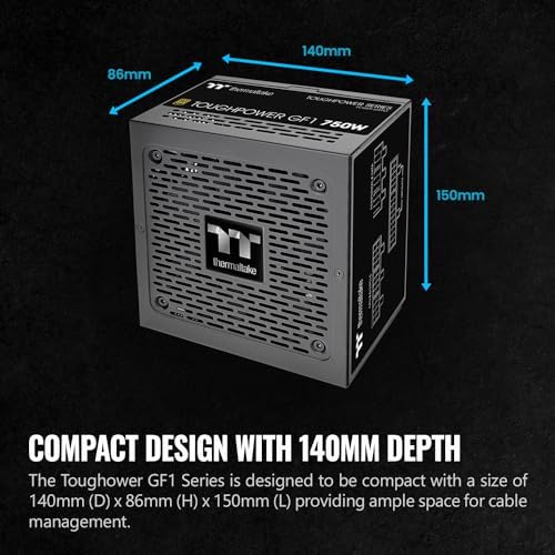 Thermaltake GF1 Fully Modular ATX 750W Power Supply   80 Plus Gold   Ultra Quiet   Zero RPM  PS TPD 0750FNFAGU P