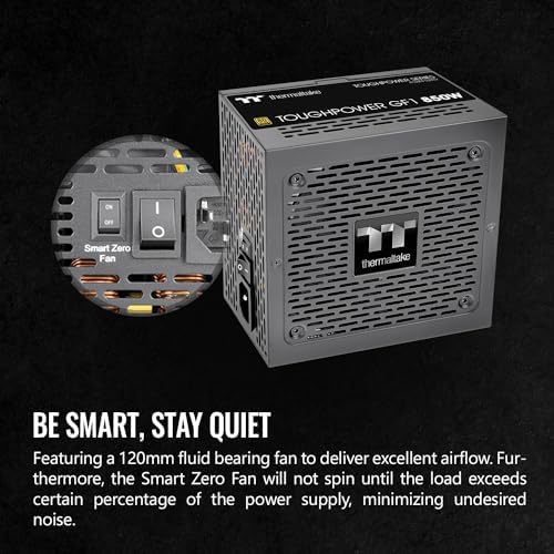 Thermaltake GF1  2024  Fully Modular ATX 850W Power Supply   80 Plus Gold   Ultra Quiet   Zero RPM  PS TPD 0850FNFAGU P