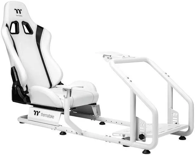 Thermaltake GR300 Racing Simulator Cockpit; Adjustable PVC Seat; Adjustable Pedal & Wheel Mounts; Shifter Mount Included; Compatible with Thrustmaster/Logitech/Thermaltake/Fanatec; GSC R30 CPASWH 01