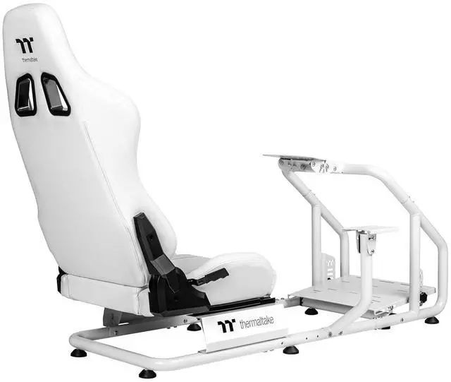 Thermaltake GR300 Racing Simulator Cockpit; Adjustable PVC Seat; Adjustable Pedal & Wheel Mounts; Shifter Mount Included; Compatible with Thrustmaster/Logitech/Thermaltake/Fanatec; GSC R30 CPASWH 01