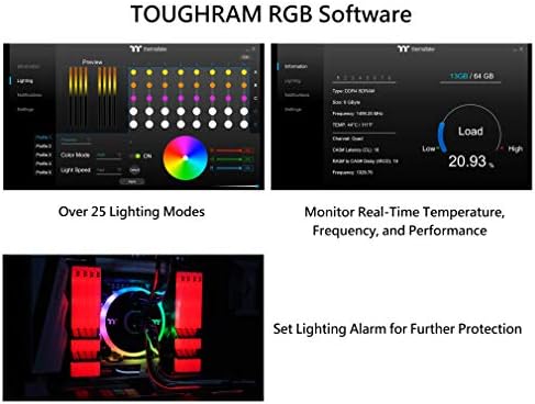 Thermaltake TOUGHRAM RGB White DDR4 3200MHz 16GB  8GB x 2  16 8 Million Color RGB Alexa/Razer Chroma/5V Motherboard Syncable RGB Memory R022D408GX2 3200C16A