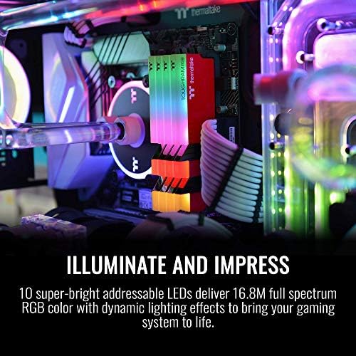 Thermaltake TOUGHRAM RGB White DDR4 3200MHz 16GB  8GB x 2  16 8 Million Color RGB Alexa/Razer Chroma/5V Motherboard Syncable RGB Memory R022D408GX2 3200C16A