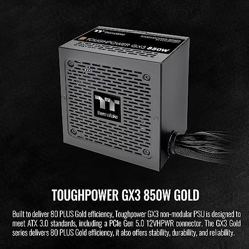 Thermaltake Toughpower GX3 850W 80Plus Gold SLI/Crossfire Ready ATX 3 0 Power Supply; PCIe5 12VHPWR Connector Included; 5 Year Warranty; PS TPD 0850NNFAGU 3