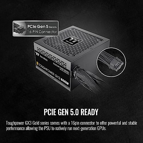 Thermaltake Toughpower GX3 850W 80Plus Gold SLI/Crossfire Ready ATX 3 0 Power Supply; PCIe5 12VHPWR Connector Included; 5 Year Warranty; PS TPD 0850NNFAGU 3