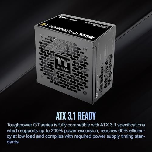 Thermaltake Toughpower GT 850W ATX 3 1 Standard Power Supply; 80 Plus Gold Efficiency; Smart Zero Fan; Native 450W PCIe 5 1 Connector; PS TPT 0850FNFAGU 3; 5 Year Warranty