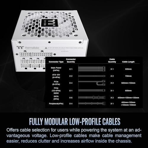 Thermaltake Toughpower GT 850W ATX 3 1 Standard Power Supply; 80 Plus Gold Efficiency; Smart Zero Fan; Native 450W PCIe 5 1 Connector; PS TPT 0850FNFAGU 3; 5 Year Warranty