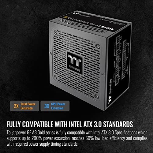 Thermaltake Toughpower GF A3 850W  True 450W 12VHPWR Connectors on PSU & NVIDIA RTX 40 Series  ATX 3 0/PCI E 5 0  80  Gold  SLI/Crossfire Ready Power Supply  PS TPD 0850FNFAGU L  10 Year Warranty