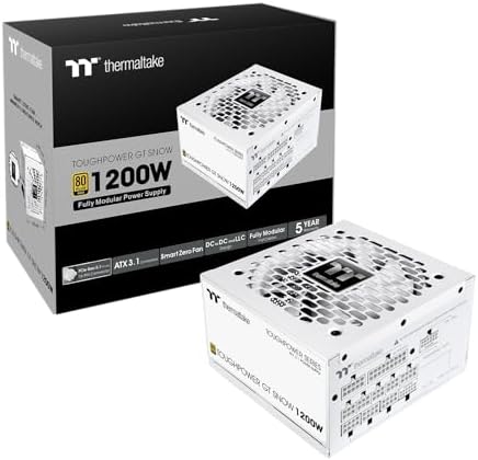Thermaltake Toughpower GT 850W Snow ATX 3 1 Power Supply; 80 Plus Gold Efficiency; Smart Zero Fan; Native 600W PCIe 5 1 Connector; PS TPT 0850FNFAGU W; 5 Year Warranty