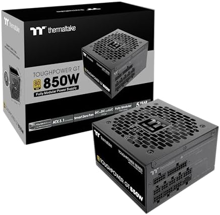 Thermaltake Toughpower GT 850W ATX 3 1 Standard Power Supply; 80 Plus Gold Efficiency; Smart Zero Fan; Native 450W PCIe 5 1 Connector; PS TPT 0850FNFAGU 3; 5 Year Warranty