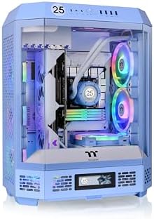 Thermaltake Tower 600 Hydrangea Blue Mid Tower ATX Case; 3 Tempered Glass Panels; Hidden Connector Motherboard Support; Rotational PCI e Slots; CA 1Z1 00MFWN 00; 3 Year Warranty