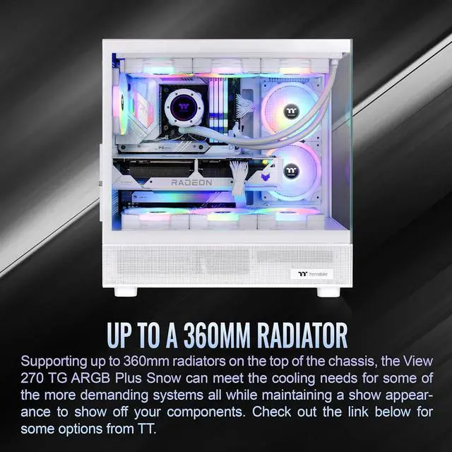 Thermaltake View 270 Plus TG ARGB Snow Mid Tower E ATX Case 3x120mm ARGB Fans Included Support Up to 360mm Radiator Front & Side Dual Tempered Glass Panel CA 1Y7 00M6WN 01
