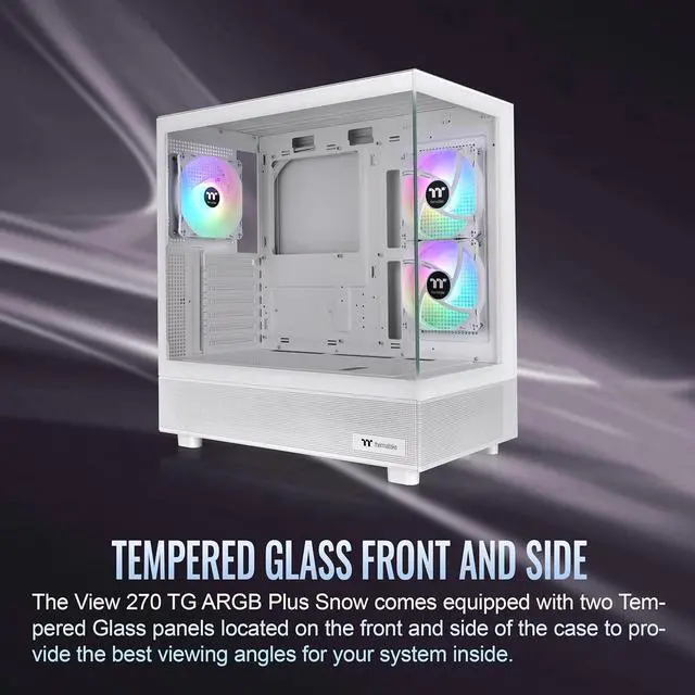 Thermaltake View 270 Plus TG ARGB Snow Mid Tower E ATX Case 3x120mm ARGB Fans Included Support Up to 360mm Radiator Front & Side Dual Tempered Glass Panel CA 1Y7 00M6WN 01