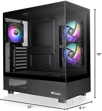 Thermaltake View 270 Plus TG ARGB Black Mid Tower E ATX Case; 3x120mm ARGB Fans Included; Support Up to 360mm Radiator; Front & Side Dual Tempered Glass Panel; CA 1Y7 00M1WN 01; 3 Year Warranty