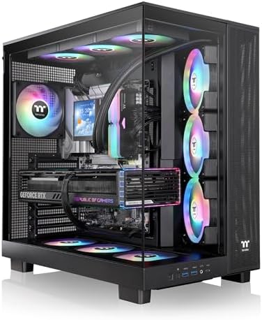 Thermaltake View 380 XL TG ARGB; 4x120mm ARGB Lite Fans Included; 360mm Radiator Support; 420mm GPU Clearance; Hidden Connector Support; Dual Chamber; Black; CA 11E 00M1WN AZ