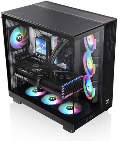 Thermaltake View 380 XL TG ARGB; 4x120mm ARGB Lite Fans Included; 360mm Radiator Support; 420mm GPU Clearance; Hidden Connector Support; Dual Chamber; Black; CA 11E 00M1WN AZ