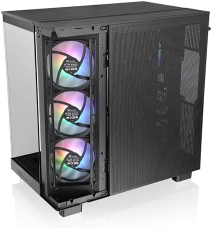 Thermaltake View 380 XL TG ARGB; 4x120mm ARGB Lite Fans Included; 360mm Radiator Support; 420mm GPU Clearance; Hidden Connector Support; Dual Chamber; Black; CA 11E 00M1WN AZ