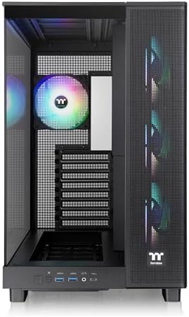 Thermaltake View 380 XL TG ARGB; 4x120mm ARGB Lite Fans Included; 360mm Radiator Support; 420mm GPU Clearance; Hidden Connector Support; Dual Chamber; Black; CA 11E 00M1WN AZ
