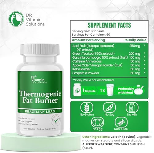 Thermogenic Fat Burner Brazilian Lean  Weight Loss Pills for Women  Waist Trimmer & Supplements for Bloating for Women & Men  60 Capsules