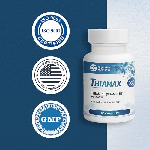 Thiamax Vitamin B1  Thiamine TTFD   The Original  No Toxic Fillers  Supports Energy Metabolism  High Dose  Third Party Tested  All Active Ingredients 100mg  60 Count