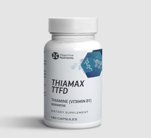 Thiamax Vitamin B1  Thiamine TTFD   The Original  No Toxic Fillers  Supports Energy Metabolism  High Dose  Third Party Tested  All Active Ingredients 100mg  180 Count