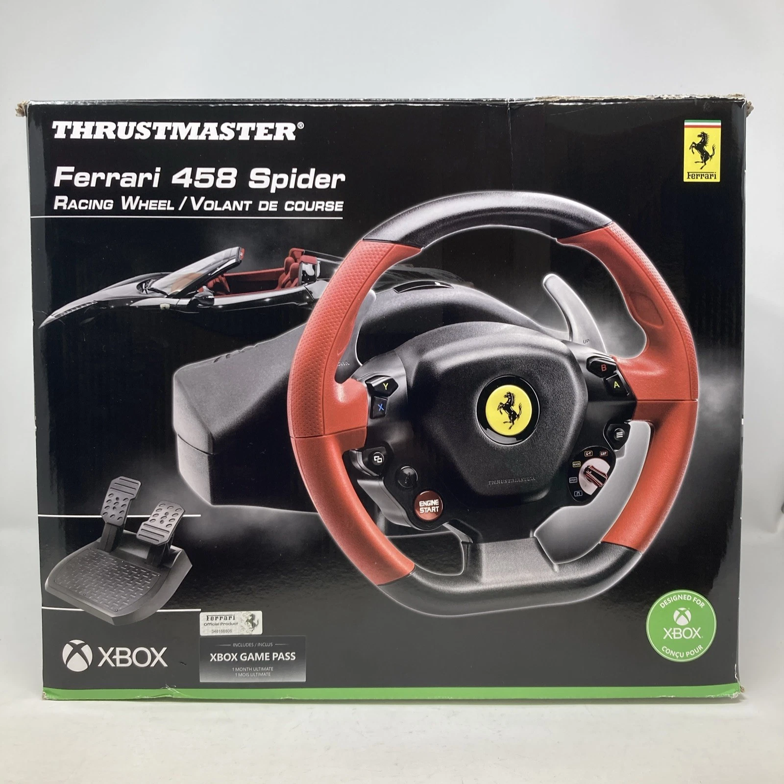 Thrustmaster Ferrari 458 Spider Black Racing Wheel Xbox PC In Box