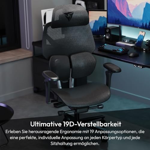 ThunderX3 Flex Pro Ergonomic Office Chair  for Adults Gaming Chair  High Back Desk Chair  Synchronous Tilt  Forward Tilt  19D Fully Self Adjusting  Adjustable Backrest High  Breathable Mesh  Black