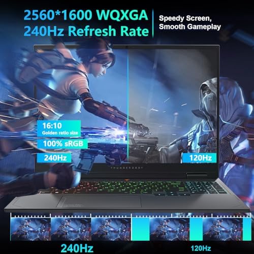 Thunderobot Radiant 16 4060 2 5K Gaming Laptop  16 WQXGA 240Hz Display  14th Gen i7 14650HX  GeForce RTX 4060  32GB DDR5 RAM  1TB PCIe SSD  RGB Backlit Keyboard  Wi Fi 6  Win 11  Gray