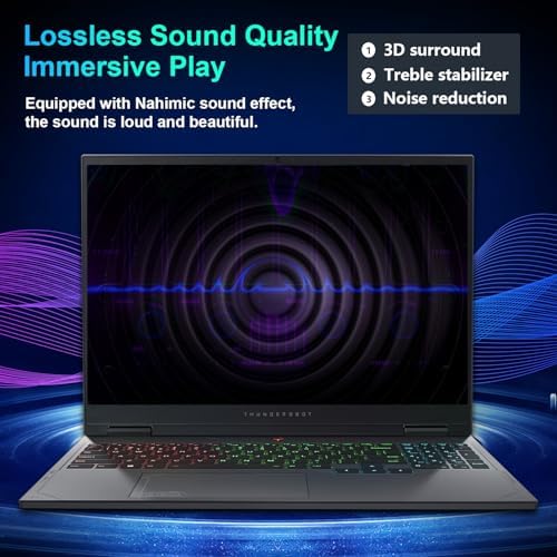 Thunderobot Radiant 16 4060 2 5K Gaming Laptop  16 WQXGA 240Hz Display  14th Gen i7 14650HX  GeForce RTX 4060  32GB DDR5 RAM  1TB PCIe SSD  RGB Backlit Keyboard  Wi Fi 6  Win 11  Gray