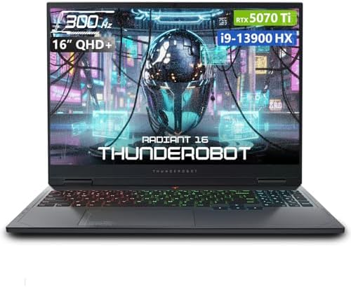 Thunderobot Radiant 16 5060 - Portátil para juegos, pantalla QHD+ 300Hz 2.5K de 16 pulgadas, Core i7-14650HX, NVIDIA GeForce RTX 5060, 32 GB DDR5 RAM, SSD de 1 TB, teclado retroiluminado RGB, Wi-Fi 6