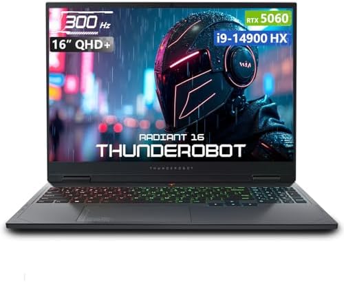 Thunderobot Radiant 16 5060 - Portátil para juegos, pantalla QHD+ 300Hz 2.5K de 16 pulgadas, Core i7-14650HX, NVIDIA GeForce RTX 5060, 32 GB DDR5 RAM, SSD de 1 TB, teclado retroiluminado RGB, Wi-Fi 6