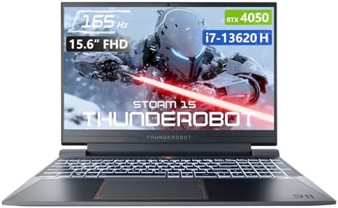 Thunderobot Storm 15 4050 Gaming Laptop  Intel Core i7 13620H  GeForce RTX 4050  15 6 FHD 165Hz Display  16GB RAM  512GB SSD  Backlit Keyboard  HDMI  Wi Fi  Win 11 Home  Black