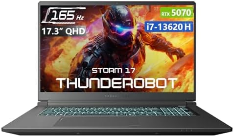 Thunderobot Storm 17 5070 Gaming Laptop  17 3 QHD 165Hz 2K Display  Core i7 13620H  GeForce RTX 5070  32GB DDR5 RAM  1TB SSD  RGB Backlit Keyboard  HDMI  Wi Fi 6  Win11 Home