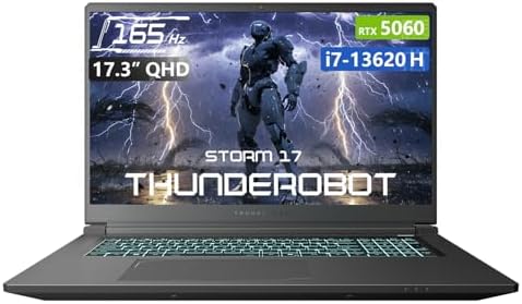Thunderobot Storm 17 5070 Gaming Laptop  17 3 QHD 165Hz 2K Display  Core i7 13620H  GeForce RTX 5070  32GB DDR5 RAM  1TB SSD  RGB Backlit Keyboard  HDMI  Wi Fi 6  Win11 Home