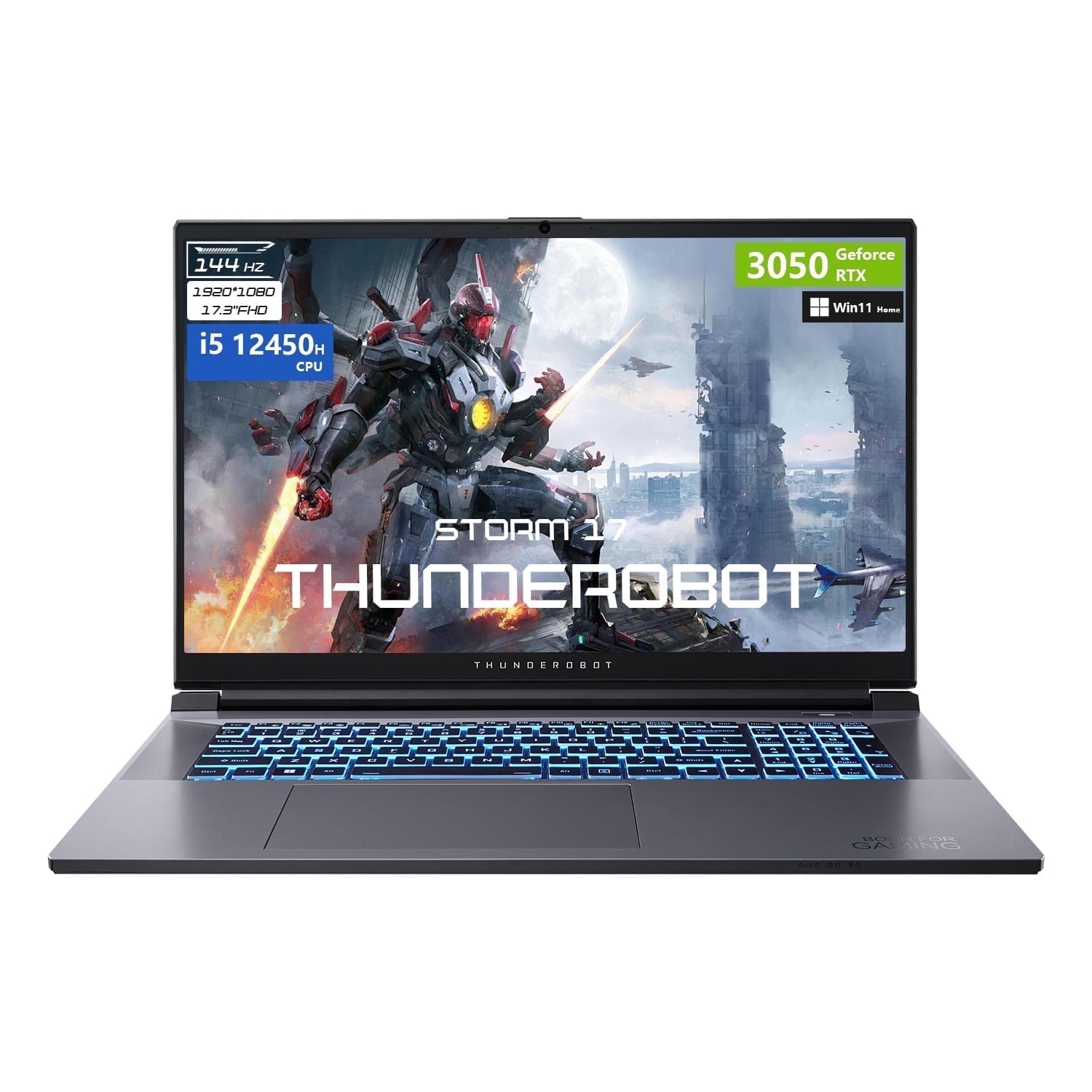 Thunderobot Storm 17 Gaming Laptop  17 3" FHD 144Hz  Core i5 12450H  GeForce RTX 3050  16GB RAM  512GB SSD  RGB Keyboard  Win 11 Home